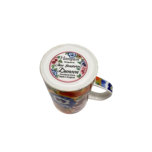 NEW Dunoon Hampton Pansy Gold Bone China Coffee Tea Mug Jane Brookshaw England - Picture 5 of 5